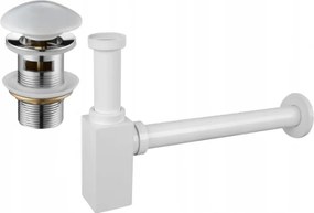 Mexen semisifone lavabo quadrato con tappo ceramico clic-clac, con troppopieno, bianco - 7992060-25