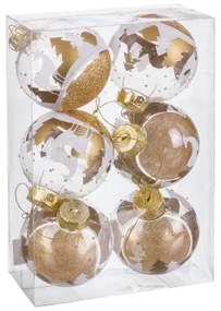 Palle di Natale Dorato Plastica 8 cm (6 Unità)