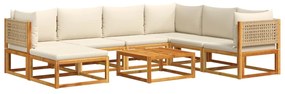 Set divano da giardino 8pz con cuscini legno massello di acacia