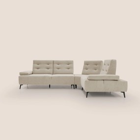 Lugano Divano angolare con schienali traslanti in microfibra effetto velluto T09 beige