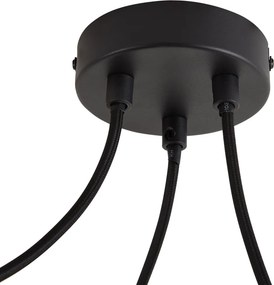 Lampada a sospensione di design Nera con paralume effetto legno e vetro opale 3 luci - Tulip