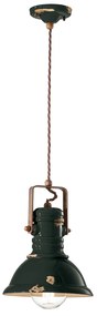 Lampadario Industrial Ferro E Ceramica Vintage Nero 1 Luce E27 23Cm
