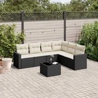 Set Divani da Giardino con Cuscini 7pz Nero Polyrattancod mxl 88078