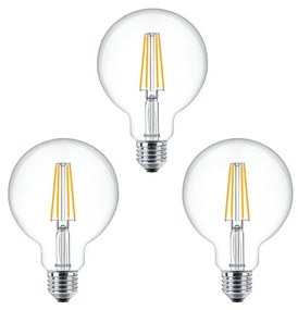 3-pack Lampadina LED 7W (806lm) Filament Globe Ø93 E27 - Philips