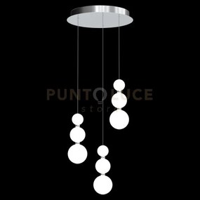 Lampada a sospensione perla, cromata, 9 sfere, led 36 watt, lumen 3...