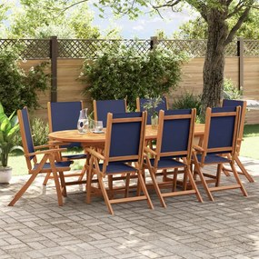 Set Pranzo Da Giardino 9pz Legno Massello Di Acacia E Textilene /
