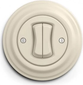 Kliklap - Interruttore doppio per scale in stile retrò con cornice n. 6+6, beige