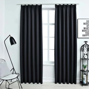 Tende Oscuranti Con Ganci 2 Pz Nere 140x175 Cm /