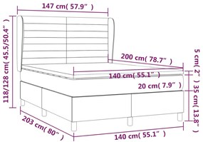 Giroletto a Molle con Materasso Blu Scuro 140x200 cm in Velluto