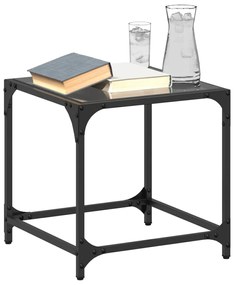 Tavolini Da Salotto Con Piano Vetro Nero 2pz 40x40x40cm Acciaio /
