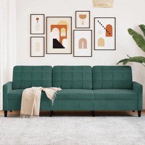 Divano A 3 Posti Verde Scuro 210 Cm İn Velluto /