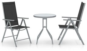 Set Da Bistrot 3 Pz İn Alluminio E Textilene Argento /