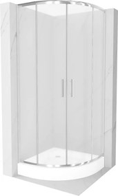 Mexen Rio cabina doccia semicircolare 70 x 70 cm, brina, cromo + piatto doccia, bianco - 863-070-070-01-30-4710