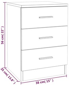 Comodini 2 pz Rovere Fumo 38x35x56 cm in Legno Multistrato