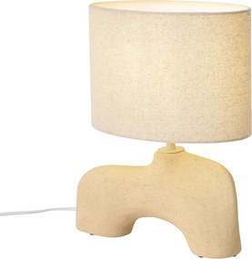Lampada da tavolo Wabi Sabi beige con paralume in lino 35 cm - Florence