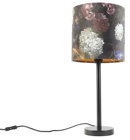 Lampada da tavolo romantica nera paralume fiore 25cm - SIMPLO