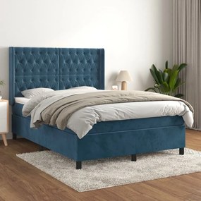 Giroletto A Molle Con Materasso Blu Scuro 140x200 Cm İn Velluto /