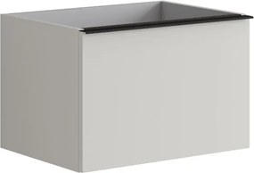 Mobile da bagno sospeso sotto lavabo Pixel plain 2 cassetti L 60 x H 40 x P 45.5 cm grigio pastello laccato opaco, con maniglia alluminio nero opaco