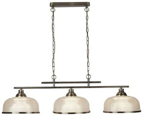 Bistro ii 3lt pendant-ottone antico e vetro stile holophane