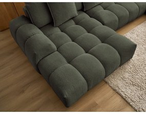 Divano angolare verde allungabile e con contenitore (penisola a destra/a U) con rivestimento in ciniglia Everest – Bobochic Paris