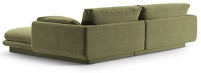 Divano angolare in verde chiaro (con penisola a sinistra/con chaise lounge) con rivestimento in velluto Torino – Micadoni