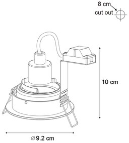 Set di 6 faretti da incasso moderni color canna di fucile GU10 50mm rotondi inclinabili - Chuck