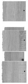 Set mensole parete con aste 3pz grigio sonoma legno multistrato