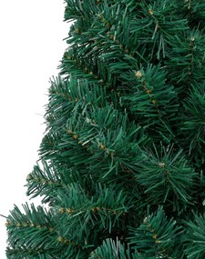 Albero di Natale a Metà Preilluminato con Palline Verde 150 cm
