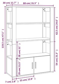 Credenza Rovere Marrone 80x30x119,5 cm in Legno Multistrato