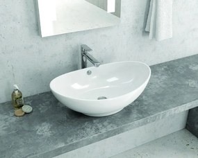 Lavabo da appoggio design a bacinella in ceramica bianca 59cm | Litos-359B - KAMALU