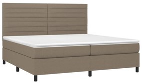 Letto a molle materasso e led tortora 200x200cm in tessuto