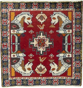Shiraz Tappeto persiano 70 x 60 Rosso (Iran) Annodato A Mano