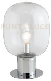 Lume fellini cromo 1 luce attacco e27 30x30x47cm in vetro trasparente
