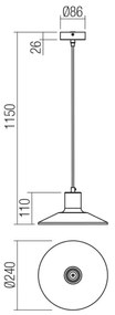 Redo 01-4054 - Lampadario a sospensione con filo FRESNO 1xE27/42W/230V diametro 24 cm