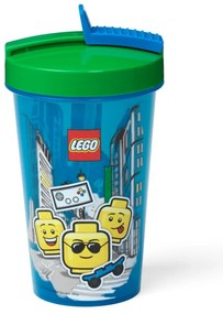 Tazza blu con coperchio verde e cannuccia , 500 ml Iconic - LEGO®