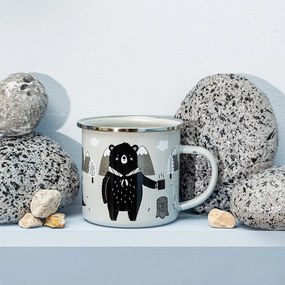 Tazza per bambini in smalto bianco Bear Adventure - Sass &amp; Belle