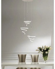 Lampadario Moderno Ipnotic bianco, in alluminio, D. 54 cm, 3 luci, NOVECENTO