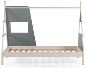 Letto da bambini a forma di casa verde polveroso in pino massiccio con rete inclusa 90x200 cm Enola – Marckeric