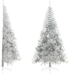 Albero Di Natale A Metà Con Supporto Argento 240 Cm Pet /
