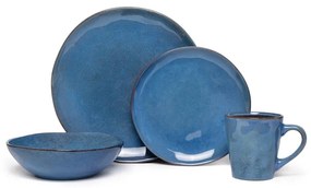 Set da pranzo in gres blu scuro 16 pezzi Glosia - Bonami Selection