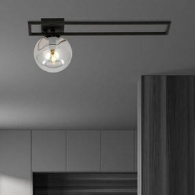 Plafoniera Moderna 1 Luce Imago 1130/1C In Acciaio Nero Vetro Fumè