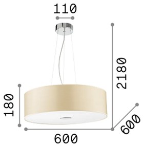 Sospensione Industrial-Minimal Woody Corda Bianco 5 Luci E27