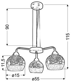 Lampadario su filo CROMINA 3xE27/60W/230V