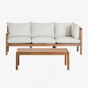 Set da soggiorno in legno di acacia con divano a 3 posti Melvin - Sklum