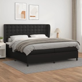Giroletto A Molle Con Materasso Nero 200x200 Cm İn Similpelle /