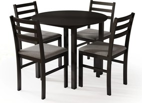 Set TORINO Tavolo rotondo + 4 sedie Nero / Grigio Chiaro