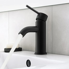 Rubinetto per lavabo a canna media MIA nero spazzolato opaco SENSEA H 16 cm