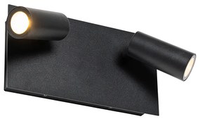Lampada da parete per esterni moderna nera con LED 2 luci IP54 - Simon