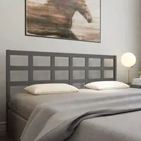 Testiera per Letto Grigia 205,5x4x100 cm Legno Massello di Pino cod 9916