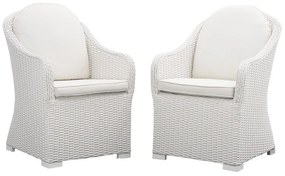 Poltrona da giardino con cuscino bianco e braccioli Luma NATERIAL da 2 posti, struttura in alluminio seduta in rattan sintetico bianco, L 57 x H 88 x P 59.5 cm, set da 2 pezzi